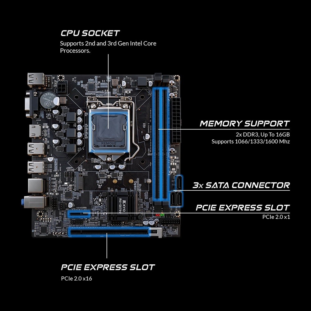 GAMING MOTHERBOARD MOBO INTEL H61 LGA 1155 ONBOARD MSI/ASUS/GIGABYTE