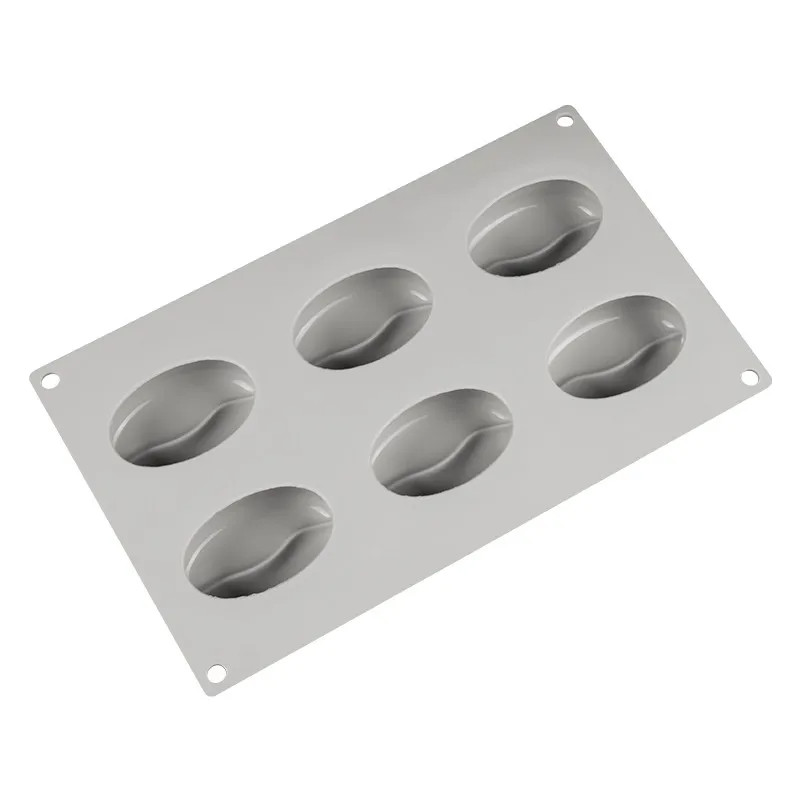 6 Cavities 3D Coffee Bean Silicone Ice Cube Mold Beans Mould Candy Fondant Mousse Cake Milk