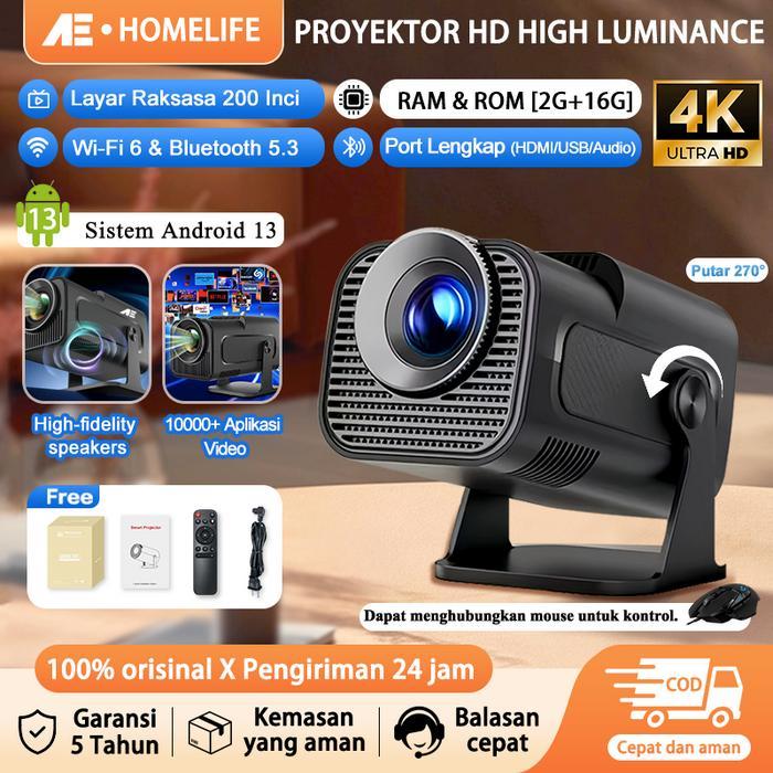 Paket Lengkap Proyektor HD : Proyektor Nirkabel HY300PRO + Proyektor Mini HY320MINI + Layar Proyeksi