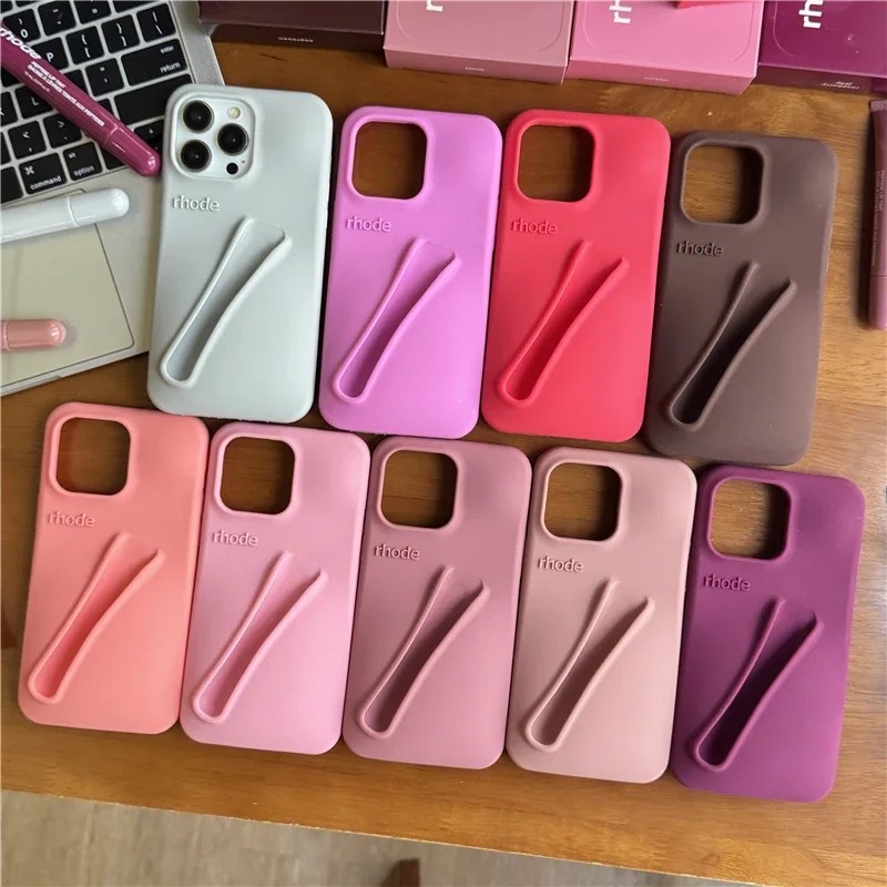 For iPhone 16 12 13 14 15 11 Pro Max Plus 17 Fashion Rhode Phone Case Gray Toast Espresso Ribbon Lip