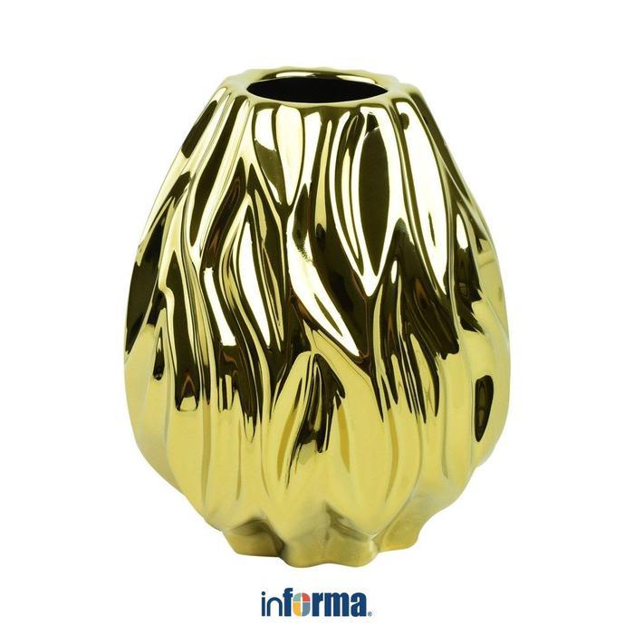 Informa Vas Keramik 20 Cm Flaming - Gold Pot Bunga Pajangan Rumah Dekorasi Ruangan Wadah Bunga