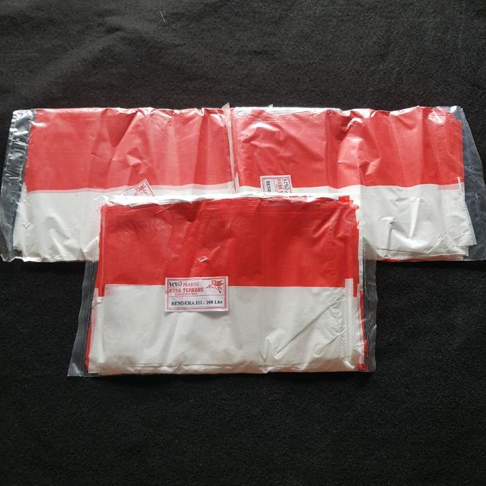 Khusus Grab Bendera Plastik Merah Putih 100Pcs Untuk Dekorasi Halaman Atau Atribut Agustus