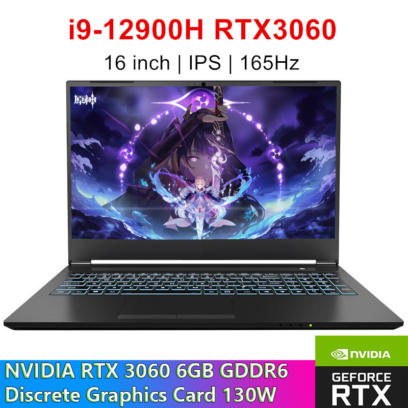 Gaming Laptop 16" IPS FHD Display Intel Core i9 12900H i7-12700H GeForce RTX 3060 GDDR6 6GB 64GB DDR