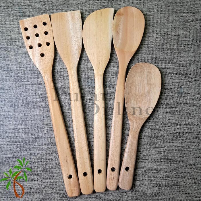 Sutil Set Isi 5 Kayu Mahoni - Spatula Set Isi 5 Kayu Sonokeling