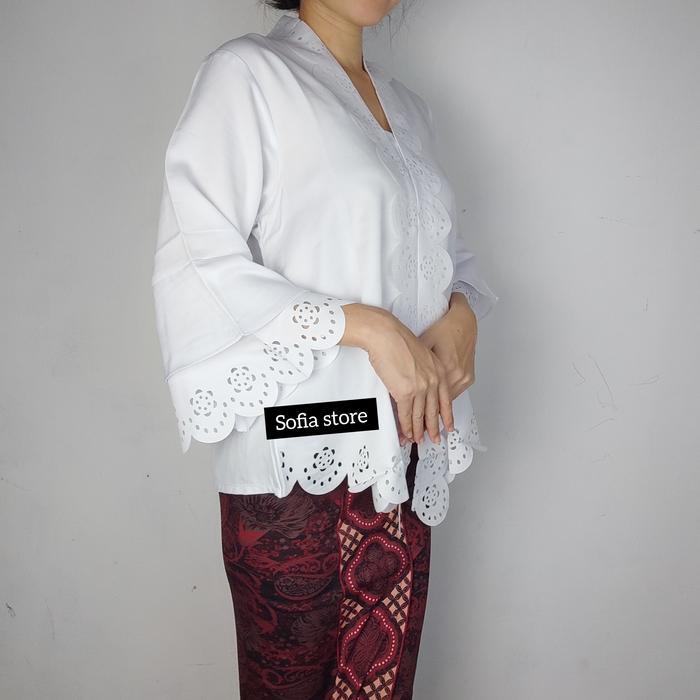 Kebaya Encim Modern Putih Laser Cut Kebaya Moderen Putih Polos