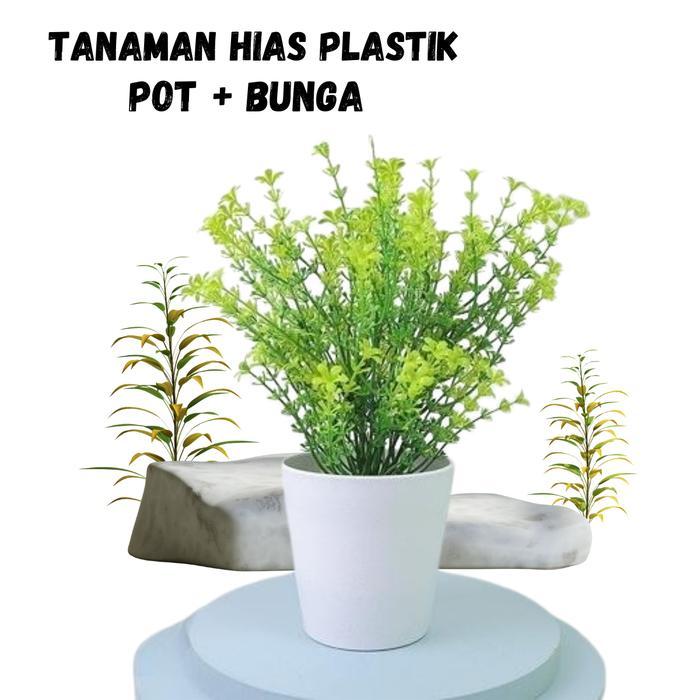 PT90 Pot dan Bunga Pot Tanaman Hias Bunga Hias Plastik Krisan Tanaman Artificial Bunga Dekorasi