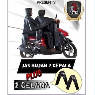 ROTEC mantel jas hujan ponco kelelawar 2 kepala dua celana jumbo