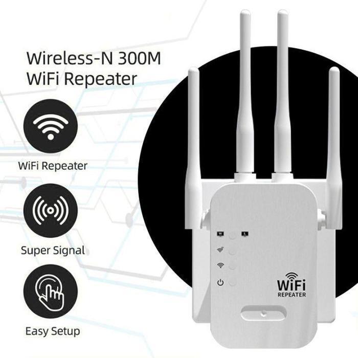 Mkc Penguat Sinyal 4Tx Wifi Range Extander 4 Antena Cocok Untuk Perusahaan, Kafe Rumah, Dll
