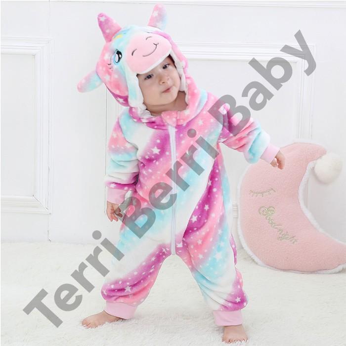 TERBARU BAJU KOSTUM ONESIE BAYI UNICORN COSMIC ONE SIE BABY KIGURUMI ANIMAL ORIGINAL