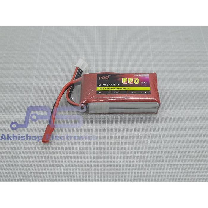 Red Lipo Battrey 850mAh 2S 25C JST
