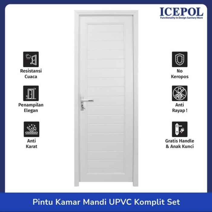 PINTU KAMAR MANDI UPVC 70200+ HANDLE + PINTU + KUSEN ICE POL