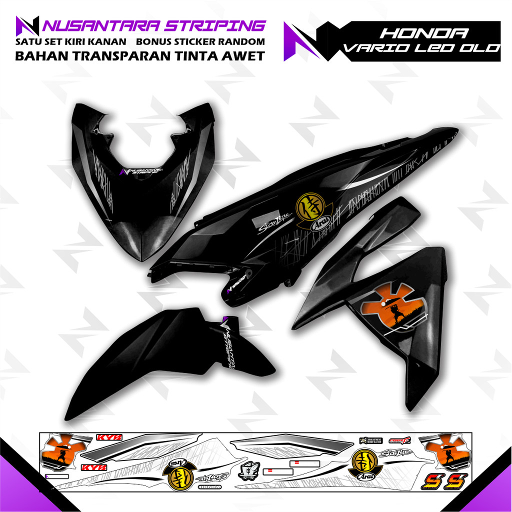 STRIPING TRANSPARAN HONDA VARIO LED OLD ARAI STARLINE