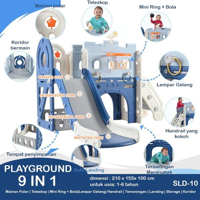 Mainan anak set playground perosotan prosotan / slide swing Anak Indoor Outdoor 9 in 1 model Pirates