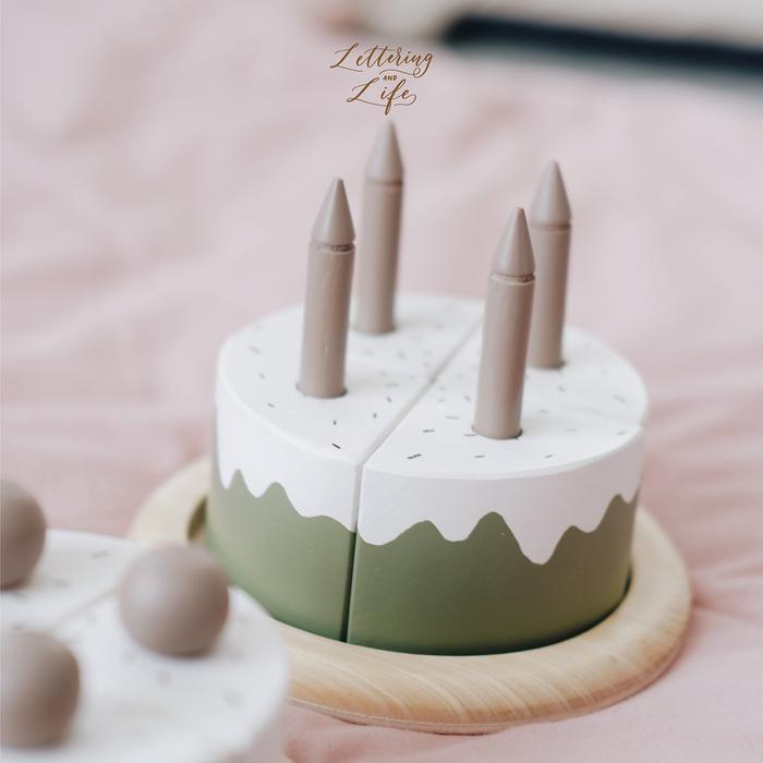 ` Lettering and Life Matcha Cream Cake - Mainan Kayu Wooden Lettering and Life Matcha Cream Cake