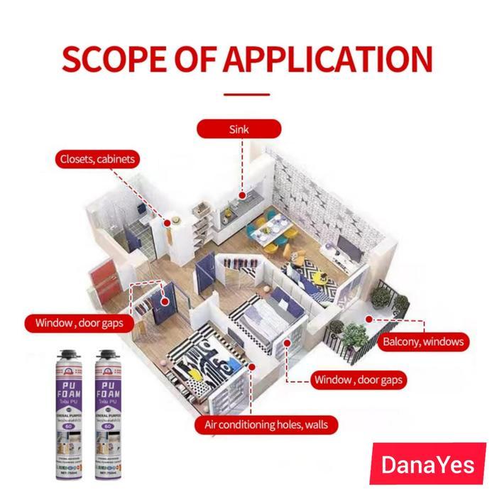 "New" PU Sealant Foam Spray Busa Polyurethane Peredam Panas Peredam Suara
