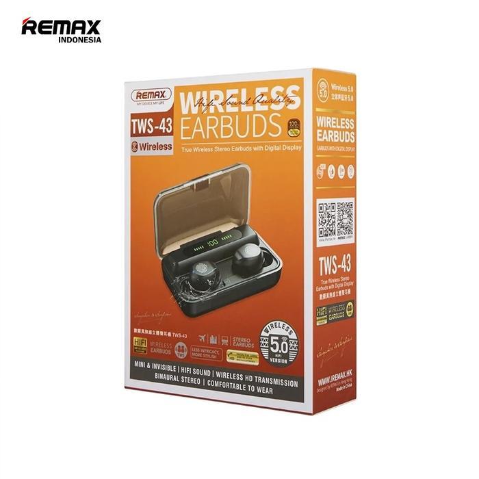 Remax True Wireless Stereo Hi-Fi With Led Display Case 5,0 Version Bluetooth Tws-43 Earphones