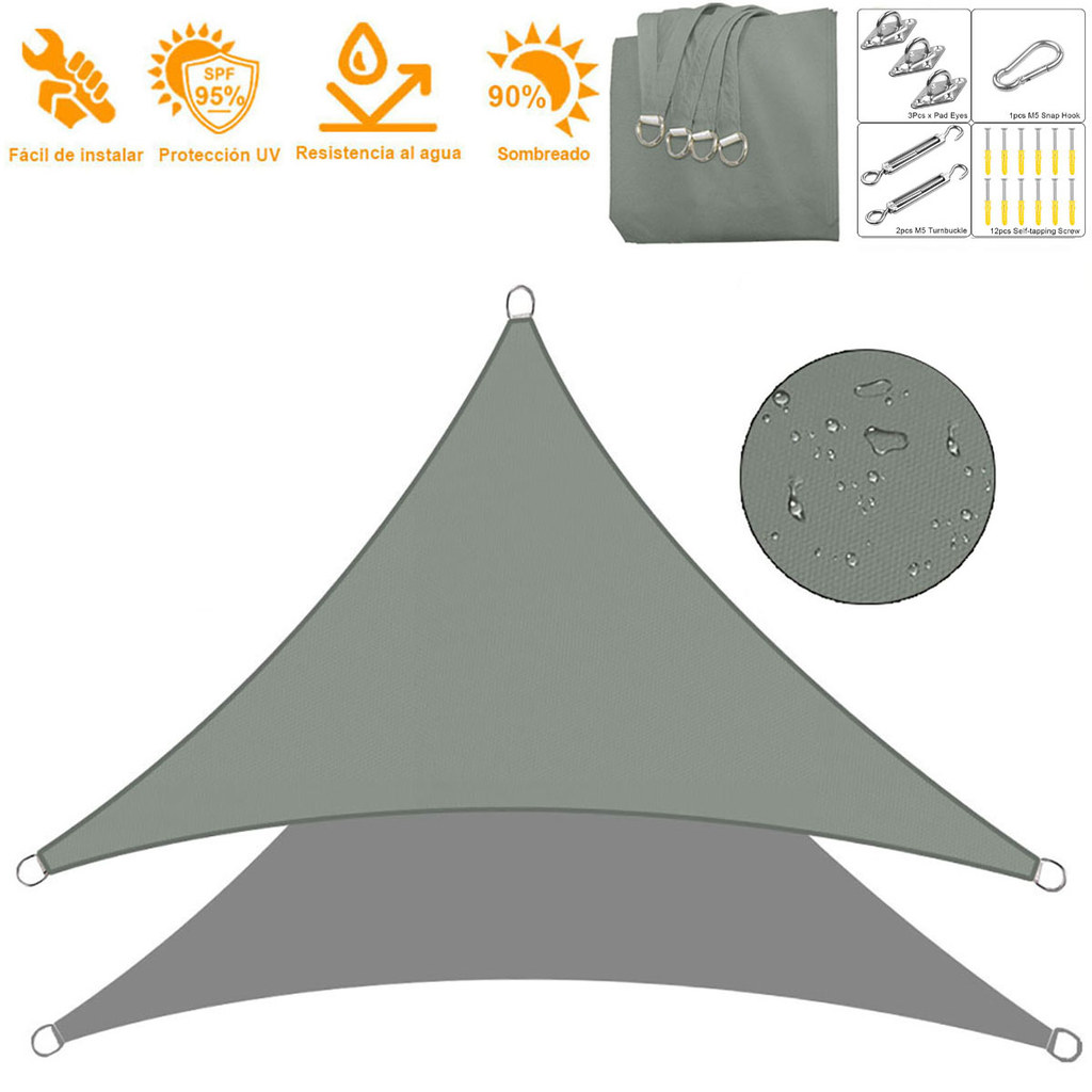 Shade Sail, Waterproof Outdoor Garden Patio Party Sun Awning, Triangular Canopy 98% UV Blocking with