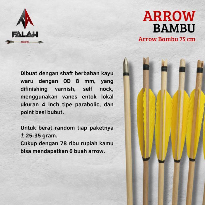 Arrow Waru Vanes Entok / Arrow Kayu Waru / Arrow Waru Isi 6 / Archery