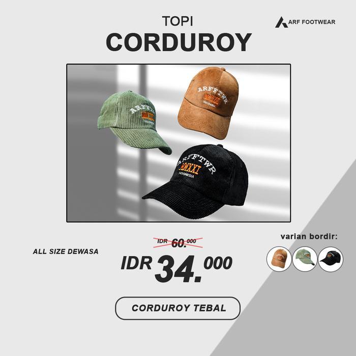 ARF Topi Corduroy Polo Cap Baseball Pria Wanita Distro Original Keren Dewasa Casual Cowok Cewek Anak