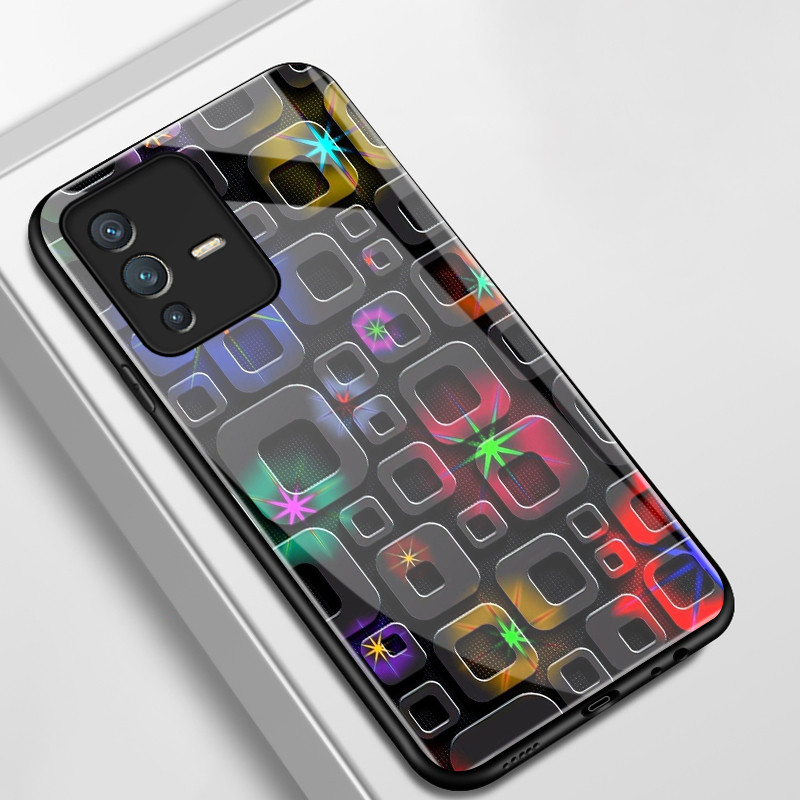 Casing Hp Untuk VIVO V23 5G V23i 5G V23E 4G V23E 5G Y75 Case Casing pola logam persegi Kasing HP Kes