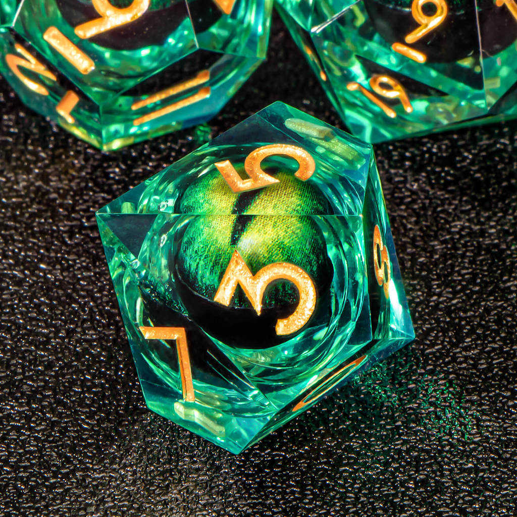7pcs Dragon Eye D&D Dice Set DND, Sharp Edge Resin Liquid Core Dungeon and Dragon Dice, Role Playing