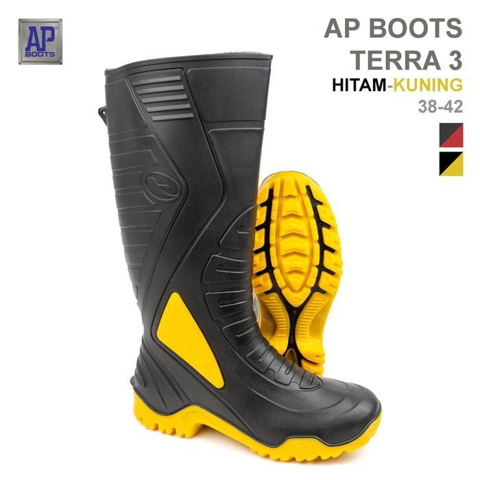AP BOOTS AP TERRA 3 HITAM KUNING - SEPATU BOOTS PVC SHOES KARET