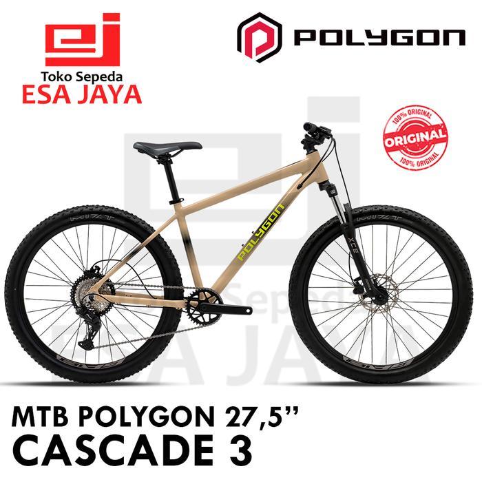 Sepeda MTB Polygon Cascade 3 Cream 2025 – 27.5” | 1x8 Speed Shimano Altus | Rem Cakram Hidrolis - M