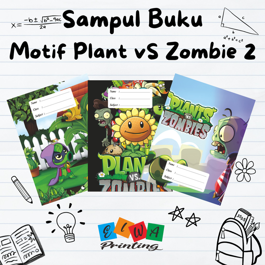 (ISI 8 LEMBAR)  SAMPUL BUKU TULIS SIDU CAMPUS BIGBOSS / SAMPUL BUKU MOTIF ESTETIK Plant Vs Zombie 2 