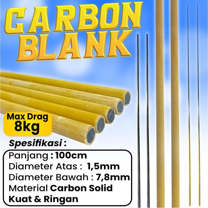 Carbon Blank Sutet Solid Bubut 100cm Kuat Untuk Pancing Ringan