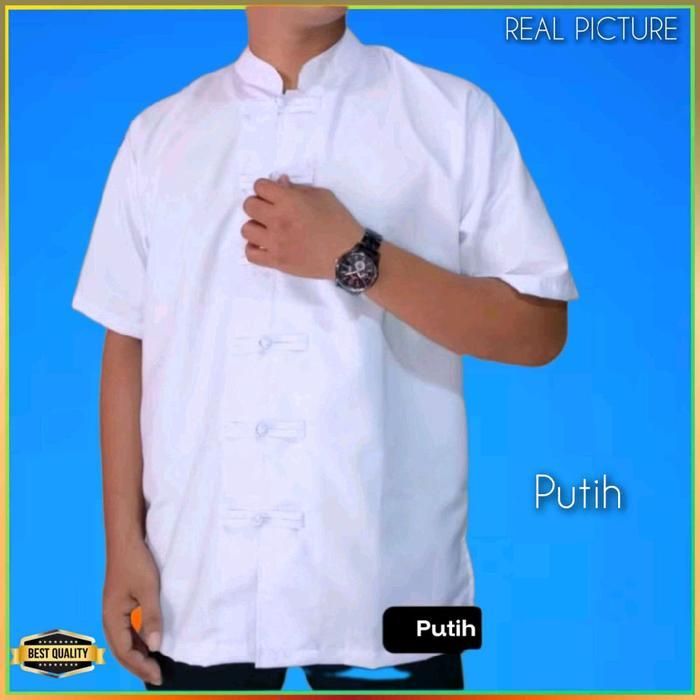 Baju Cheongsam Pria Kemeja Imlek Dewasa Putih