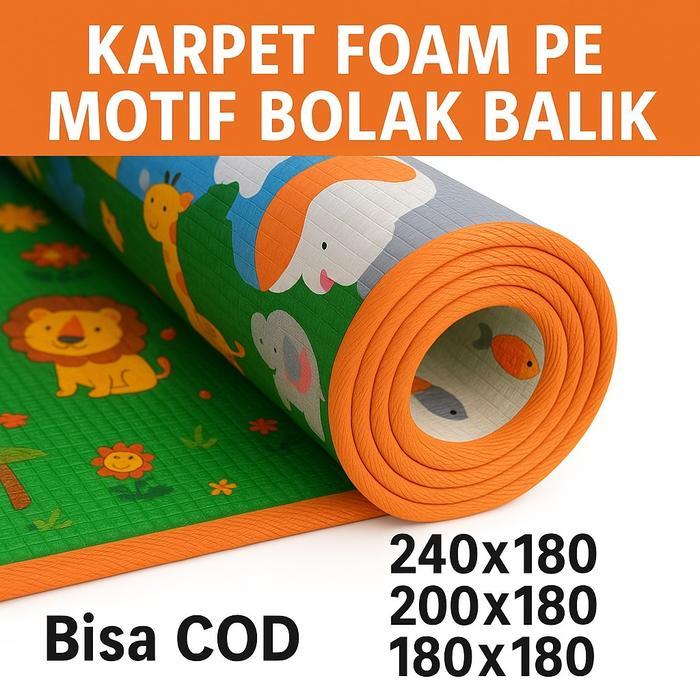 Karpet Foam PE Tebal Empuk JUMBO (180x240 180x200 180x180 180x120) Tikar Lantai Busa PE Bolak Balik