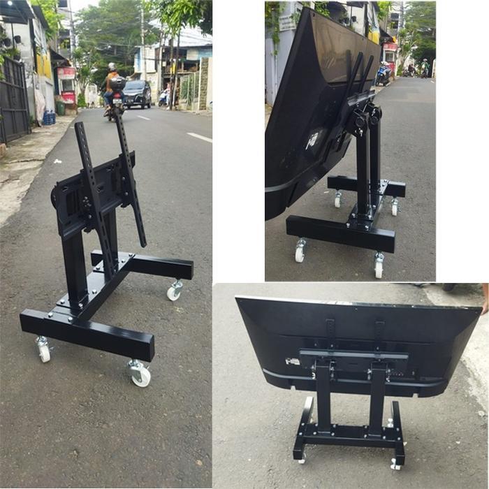 stand tv roda bracket panggung bracket tv floor stand 32 - 65 inch