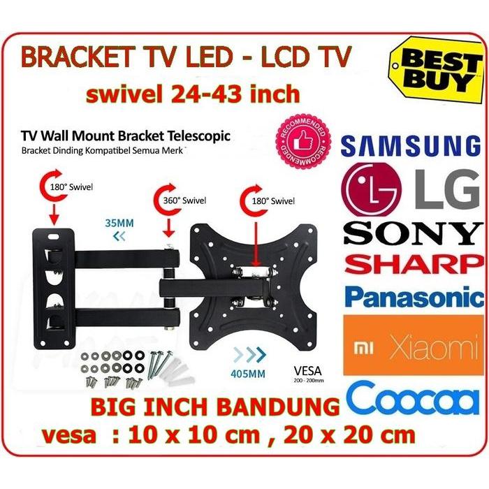 BRACKET TV SWIVEL 24-32-43 INCH - BRACKET TV LED 24-43 INCH SWIVEL