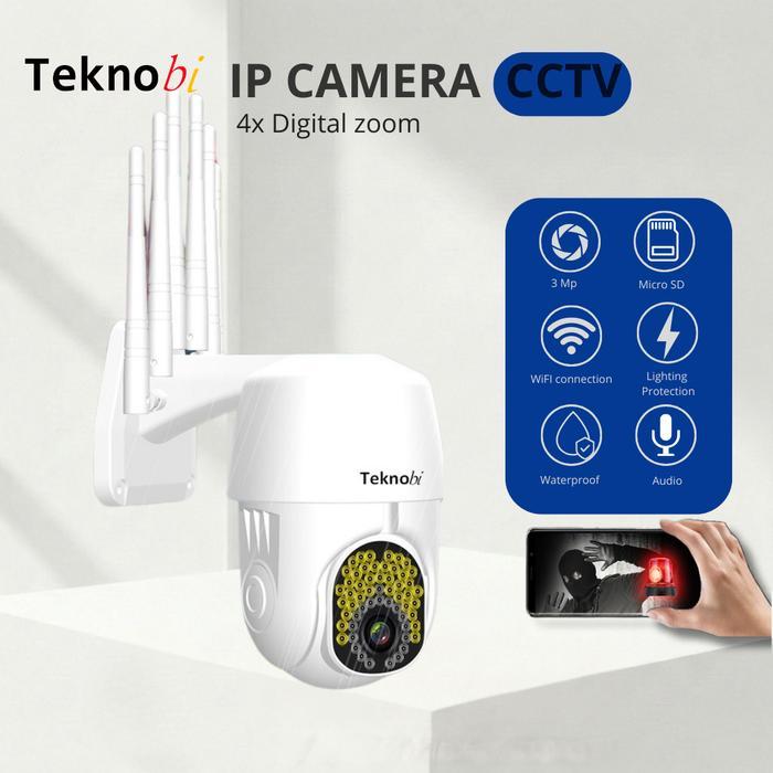 Teknobi CCTV IP CAMERA WIFI PTZ AUTO TRACKING Mengikuti Gerakan Cloud Kamera Digital Putih Wireless