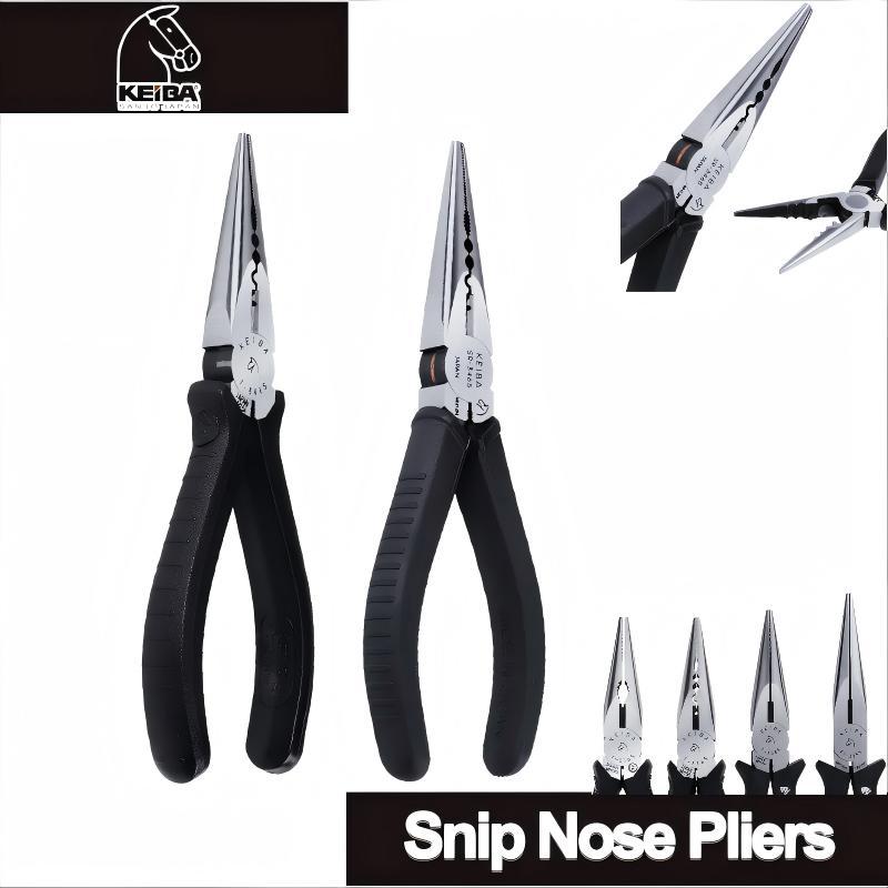 JAPAN KEIBA Needle Nose Pliers (T-346S/316S/SR-346S/ET-328S) - Long Nose w/Cutting Edge for Jewelry