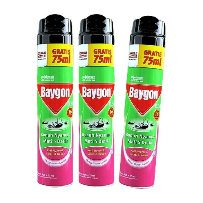 ` Baygon Obat Nyamuk Semprot Jumbo 600ml+75ml Anti nyamuk Lalat dan Kecoa Aroma Flower Garden