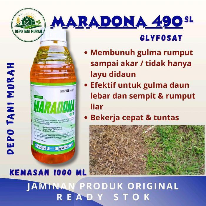MARADONA 490 SL Glyfosat 1 Liter Herbisida Sistemik Paling Efektif dan Ampuh, Gulma Mati Total