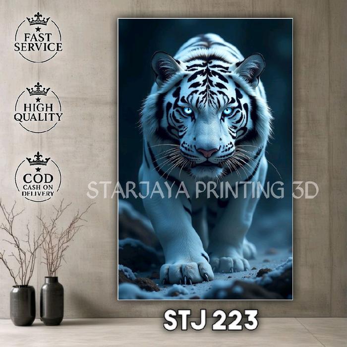 Wallpaper Dinding 3D Motif Harimau Putih Keren Dan Gagah - Buat Ruangan Anda Menjadi Lebih Keren Dan