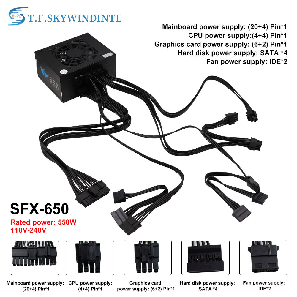 . 650W Sfx Micro Atx Tfx Power Supply 550W Fully Modular Sfx Psu Power -