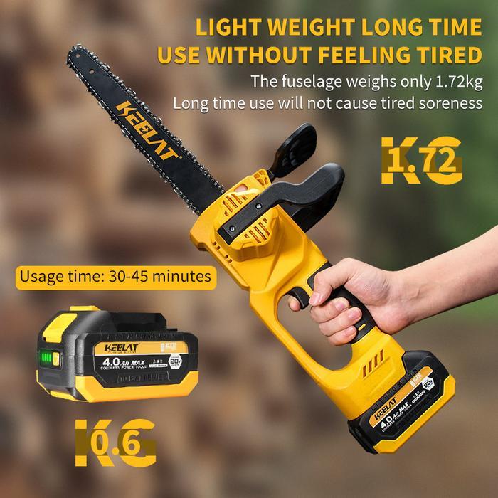 sintayanistore12 KEELAT Cordless Chainsaw Gergaji Mesin Lithium Gergaji Rantai Elektrik Portable