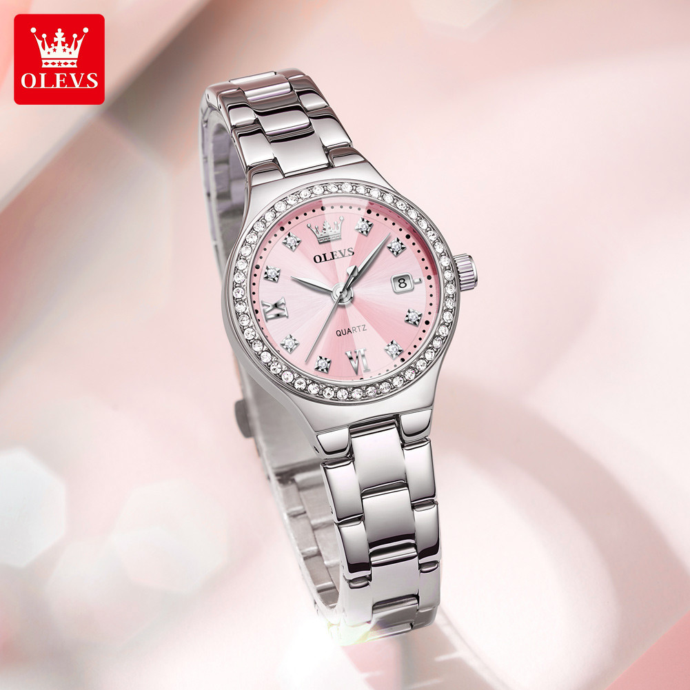 OLEVS Brand Original Quartz Watch Women Watch Fashion Waterproof Luminous Stainless Steel Diamond