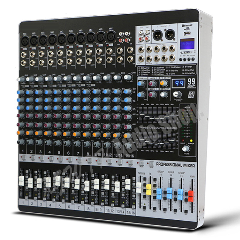 . 16 Channel Audio Dj Mixer 99 Digital Effects Mixing Console 6 Group -