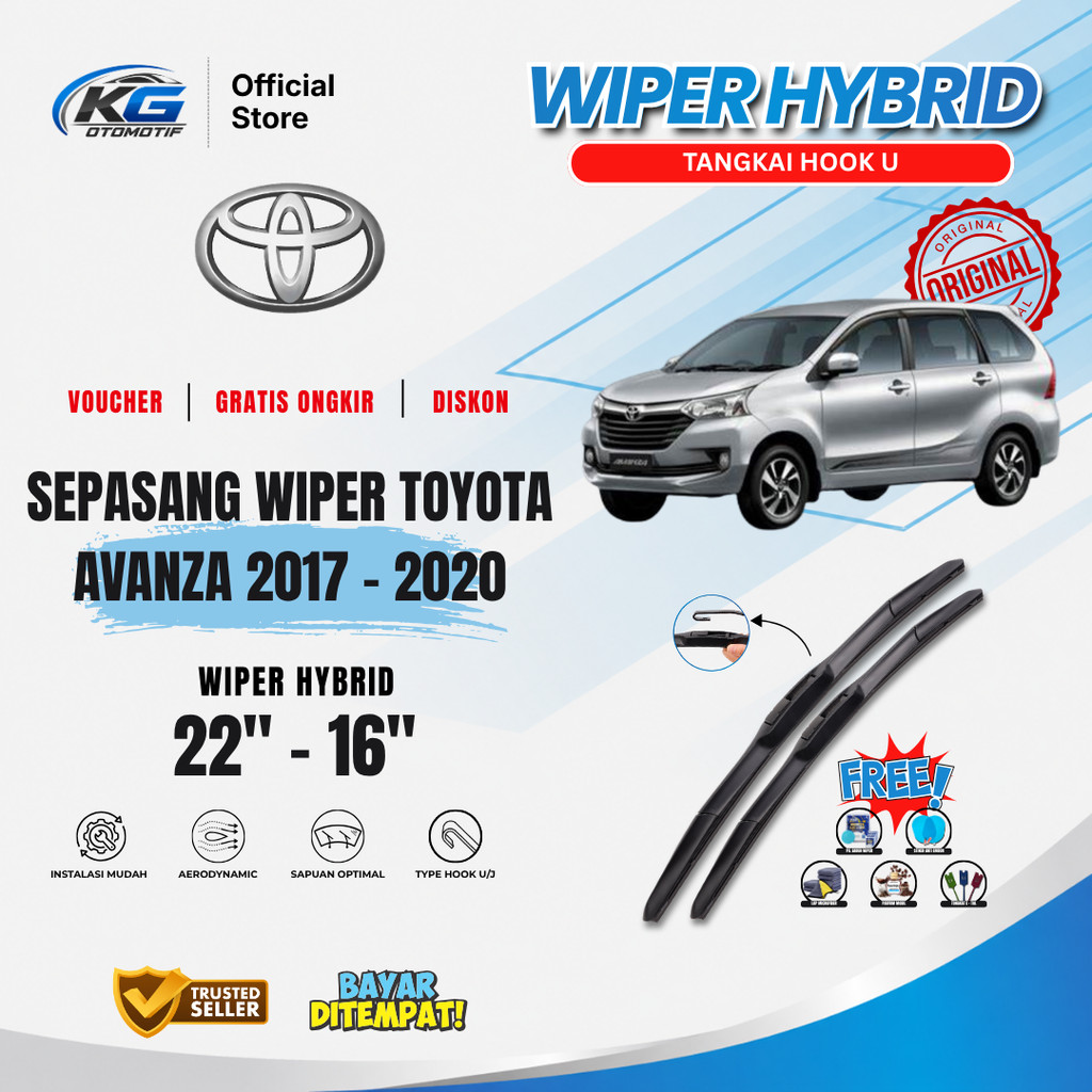 Wiper Toyota Avanza 2017-2020 Hybrid Kaca Depan Mobil Free 5 Bonus