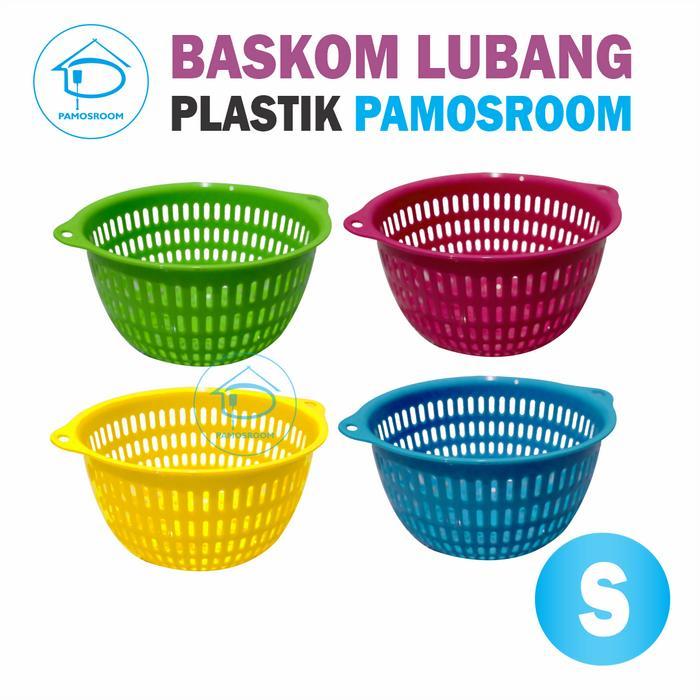 Pamosroom Baskom Lubang Baskom Saringan Sayur Buah Bakul Plastik 17cm