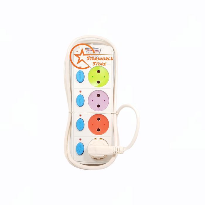 YOKOHAMA STOP KONTAK LISTRIK 4 LUBANG + SAKLAR INDIVIDUAL KABEL 1,8M COLOKAN