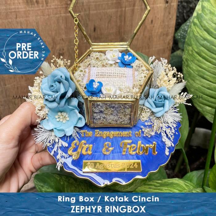 PO ZEPHYR RINGBOX Resin Ring Box + CUSTOM NAMA Kotak Cincin Ring Bearer Tempat Cincin Ringbox Cincin