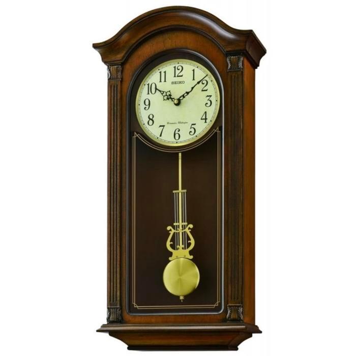 Jam Dinding Seiko QXH066B Kayu Solid Pendulum Dual Chimes QXH066