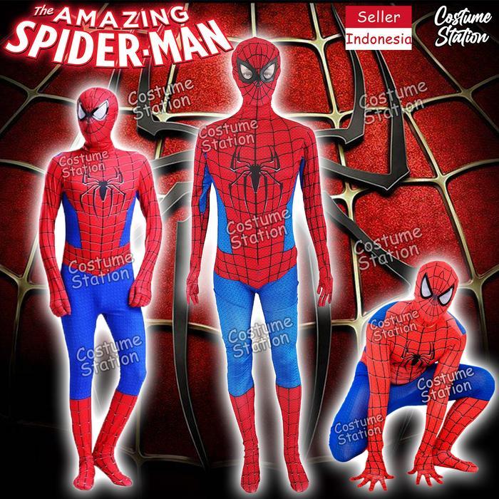 TERBARU Kostum The Amazing Spiderman / Costume Superhero Marvel pria dewasa ORIGINAL