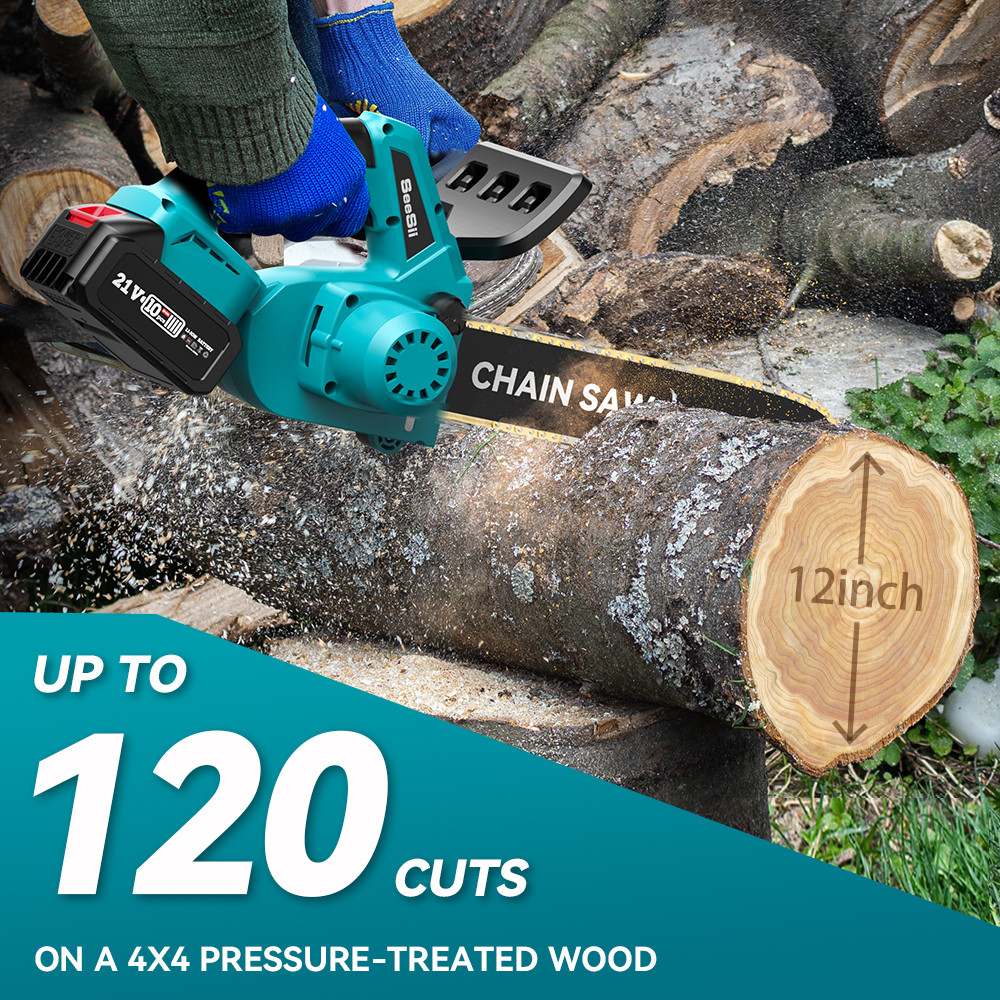 . Seesii 12 Inch Brushless Electric Chainsaw Cordless Chain Saw With -