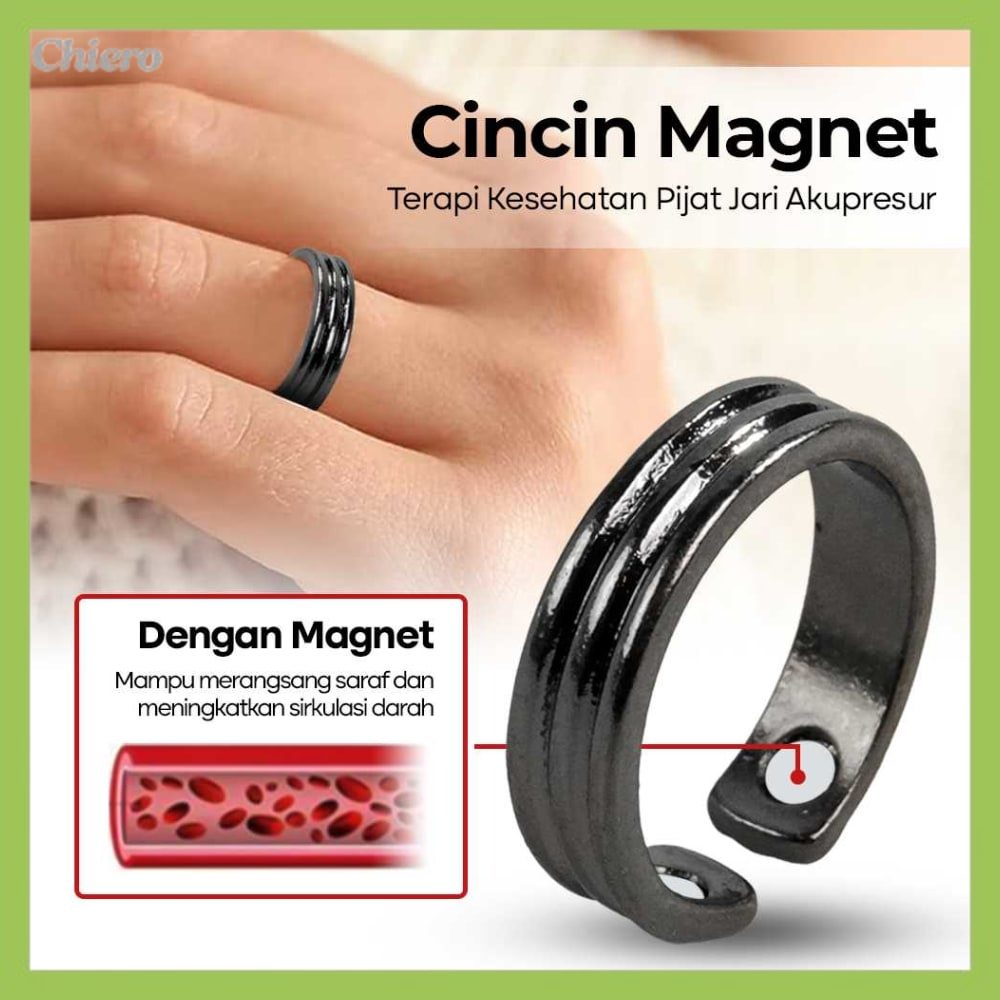ONEVAN Cincin Magnet Terapi Kesehatan Pijat Jari Akupresur - VN12